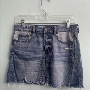 American Eagle Outfitters Blue Distressed Denim Skirt